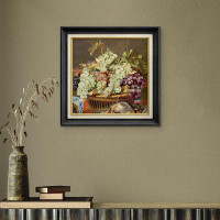 SIGNLEADER SIGNLEADER Premium Framed Wall Art Renaissance Style Still Life With Grapes Classic Vintage Illustrations Fin