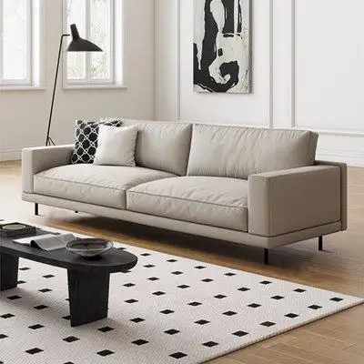 Jenni Dwelstone 84.65" Lightgray Cotton and linen Standard Sofa cushion couch