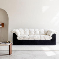 Crafts Design Trade 88.98" White+Black Velvet Standard Sofa cushion Threeseat