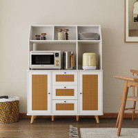 Bay Isle Home™ Kitchen Pantry W/ Microwave Stand 3 Drawers 2 Doors