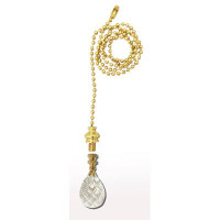 Royal Designs Fan Pull Chain with Medium Swiss Cut Diamond Crystal Finial