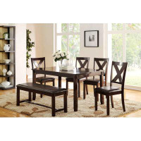 Red Barrel Studio Dining Room Furniture Casual Modern 6Pc Set Dining Table 4X Side Chairs And A Bench Rubberwood And Bir