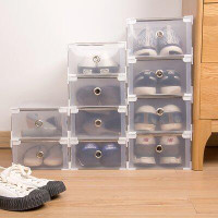 Rebrilliant Men  Plastic Stackable Shoe Storage Organiser Drawer Box Metal Frame Wardrobe(Set Of 10)