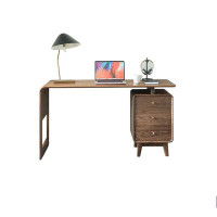 Recon Furniture 62.99" Brown Rectangular Solid Wood Desk,3-drawer