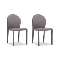 WONERD 33.07" Dark Grey Solid back side Chair(Set of 2)