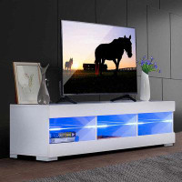 Orren Ellis 57'' TV Cabinet Modern LED TV Stands Living Room Furniture Detachable TV Unit Bracket With 6 Open Drawers Ho