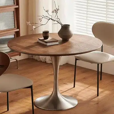 Corrigan Studio Retro-Inspired Round Solid Wood Dining Table