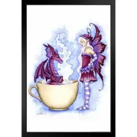 Trinx Get Out Of My Hot Tub Dragon In Cup With Fairy by Amy Brown Fantasy Poster Drawing Purple Dragon Hot