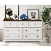 Winston Porter Hareem Rustic Wooden Dresser With 7-drawers, Spacious Chest For Ample Storage