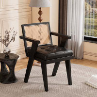 Bay Isle Home™ Mid-Century Accent Chair With Handcrafted Rattan Backrest