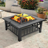 Andover Mills Kloss 17" H x 32" W Steel Outdoor Fire Pit with Lid