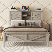 Red Cloud Farmhouse Platform Bed With Double Sliding Barn Door