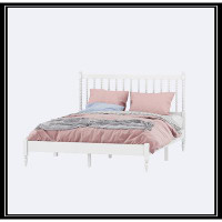 Alcott Hill Queen Size Wood Platform Bed With Gourd Shaped Headboard