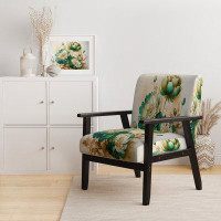 Design Art Green Blooming Daisy I - Upholstered Traditional Arm Chair