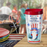 CounterArt Patriotic Gnomes 16 Oz. Double Wall Insulated Unbreakable Plastic Travel Tumbler With Lid