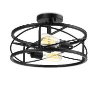 17 Stories 2-Light Semi Flush Mount with Metal Cage