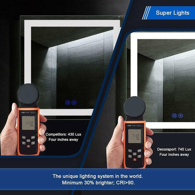 Side-Lit LED Mirrors 28 Height - Available in 2 Sizes ( 36 & 48 ) Touch Button,Anti Fog, Dimmable, Vertical & Horizontal in Floors & Walls - Image 4