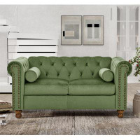 Alcott Hill Velvet Sofa TWO-Seat Sofa Classic Tufted Chesterfield Settee Sofa Modern 2 Seater Couch Furniture Tufted Bac