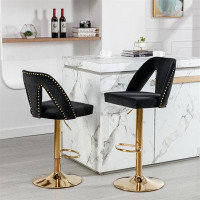Mercer41 Modern Upholstered Bar Stool & Counter Stools With Nailheads,Set Of 2
