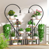 17 Stories Tall Tiered Metal Plant Stand with Plant Growth Light