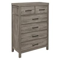 Ceballos Rustic Style Bedroom Chest Of 6 Drawers Grey Finish Premium Melamine Laminate Wooden Furniture 1Pc