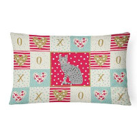 The Holiday Aisle® Sandia Egyptian Mau Cat Love Indoor / Outdoor Patchwork Lumbar Pillow