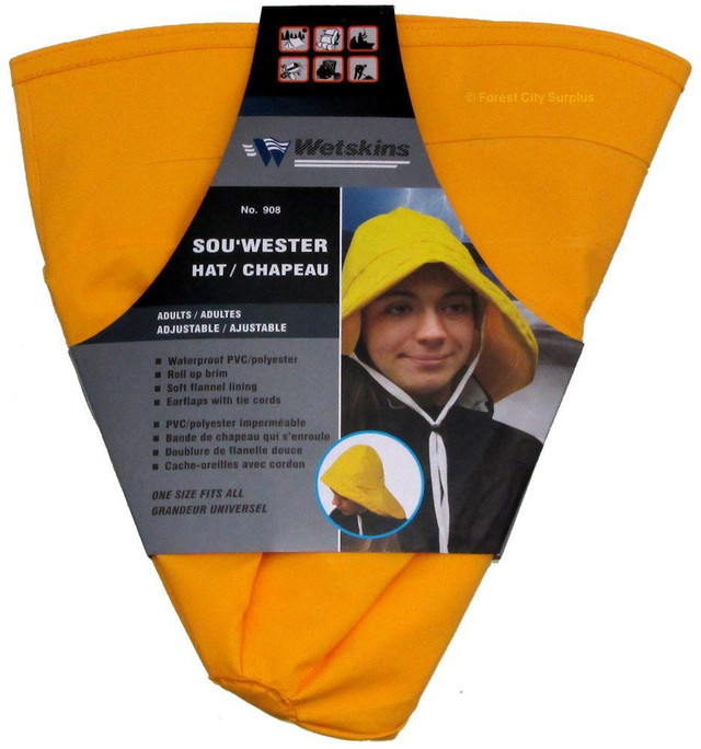 Protect yourself from the rain! Wetskins One-Size-Fits-All Deluxe Souwester Rain Hat (Maritime rain hat) in Fishing, Camping & Outdoors - Image 4