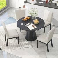 Brayden Studio 5-Piece Dining Set Retro Round Table With 4 Upholstered Chairs For Living Room, Dining Room