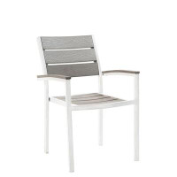 ERF, Inc. Metal Chair With Imitation Teak Slats, White Colour Frame