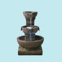 Loon Peak 16Inches Outdoor&Indoor Curved Waterfall Fountain With LED Light
