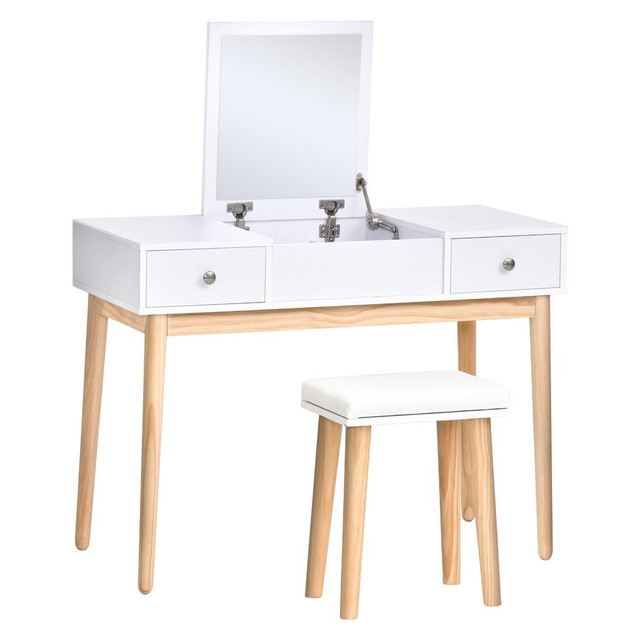 vanity table set 39.4" x 17.7" x 46.5" White in Home Décor & Accents - Image 2