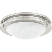 Ebern Designs 2-light Bronze Ceiling Mount With White Alabaster Glass Shade