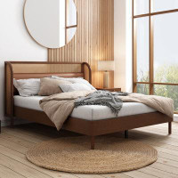 Bay Isle Home™ Modern Cannage Rattan Wood Platform Queen Bed