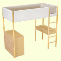 LQ Furniture Twin Size Teddy Fleeceloft Bed Wood Bed, White