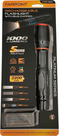 Farpoint 1000 Lumens Rechargeable Flashlight And Bug Zapper