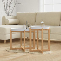 Latitude Run® Coffee Tables 2 Pcs White Engineered Wood And Solid Wood Pine