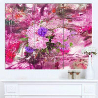 Design Art 'Abstract Background with Pink Peony' 3 Piece Graphic Art on Wrapped Canvas Set