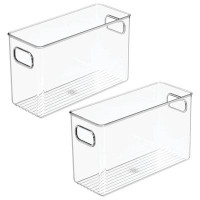 mDesign mDesign Plastic Office Supply Organizer Storage Bins w/ Handles - 2 Pack, Clear
