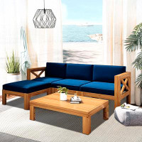 Gracie Oaks 5-Piece Patio Sectional Sofa Furniture Set with Cushions