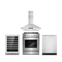 Cosmo Cosmo 4 Piece Kitchen Appliance Package with 30'' Gas Freestanding Range , Built-In Dishwasher , Wall Mount Range