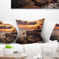 Made in Canada - East Urban Home Beach Sunset with Ancient Ruins Pillow