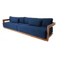 Willow Creek Designs Hermosa 119" Wide Outdoor Teak Rectangle Patio Sofa with Cushions