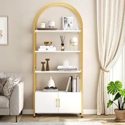 Features: Stylish Modern Bookshelf: Combine sleek gold finish frame with contemporary white tone boa...
