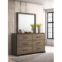 Coaster Baker 6-Drawer Dresser With Mirror In Brown And Light Taupe