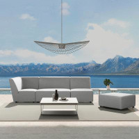Hokku Designs Ravae 4pc Upholstered Woven Patio Deep Seating Conversation Set, Wheat Beige Axroma Olefin