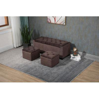 Latitude Run® Velvet Upholstered Storage Bench