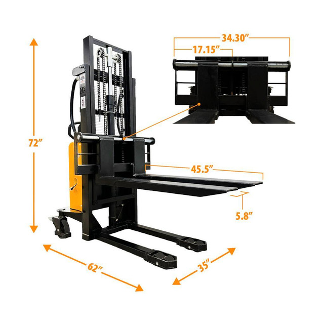 HOC EMS1520 SEMI ELECTRIC THIN LEG STACKER 1500 KG (3307 LBS) 78 CAPACITY + 3 YEAR WARRANTY + FREE SHIPPING in Power Tools - Image 2