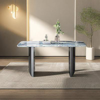 Brayden Studio Light luxury modern simple rectangular dining table.