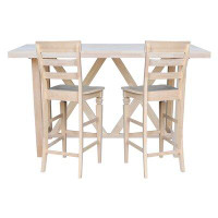 Gracie Oaks Anga 2 - Person Bar Height Rubberwood Solid Wood Dining Set