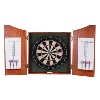 Hathaway Games Centerpoint Solid Wood Sisal Dartboard & Cabinet with Darts